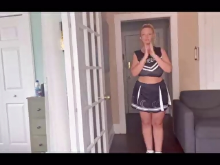 Cheerleading girl seduces delivery guy for sex in a steamy encounter.